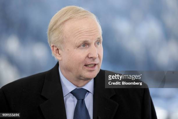 Bob Dudley, chief executive officer of BP Plc, speaks during a Bloomberg Television interview on the opening day of the World Economic Forum in...