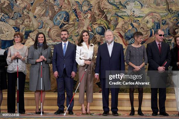 Queen Letizia of Spain attends several audiences at the Zarzuela Palace on January 23, 2018 in Madrid, Spain.