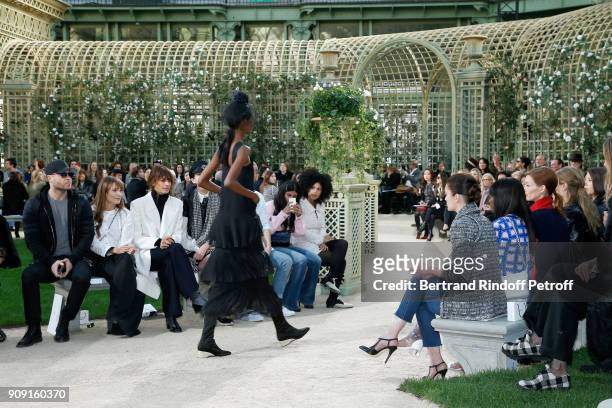 Ana Girardot, Caroline de Maigret, Naomi Diaz, Lisa-Kainde Diaz and Aurelie Dupont attend the Chanel Haute Couture Spring Summer 2018 show as part of...