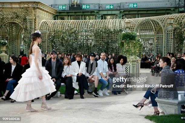 Ana Girardot, Caroline de Maigret, Stella Tennant, guest, Naomi Diaz, Lisa-Kainde Diaz and Aurelie Dupont attend the Chanel Haute Couture Spring...
