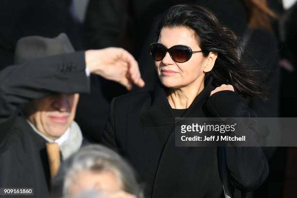 Ali Hewson, the wife of Bono from U2 stands outside St Ailbe's parish church in Ballybricken after Dolores O'Riordan's funeral on January 23, 2018 in...