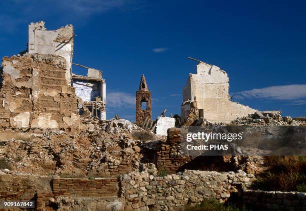 Belchite, province of Saragossa, Aragon, Spain. Ruins of the village devastated in the Battle of the Ebro, in the summer of 1937, during the Spanish...