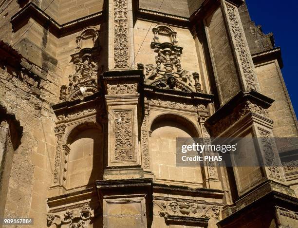 Church of Santa Maria del Salvador. Detail of the apse. Plateresque. 16th century. Chinchilla de Montearagon, province of Albacete, Castile-La...