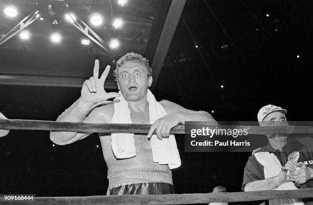 Boxer Joe Bugner after his fight against Gilberto Acuna which he one with a TKO August 23, 1980 at Inglewood, Los Angeles, California