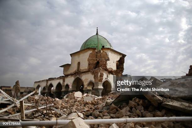 Destroyed Great Mosque of al-Nuri is seen on January 14, 2018 in Mosul, Iraq.