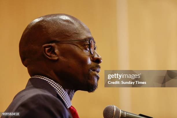 Finance Minister Malusi Gigaba during a pre-World Economic Forum breakfast briefing on January 18, 2018 in Johannesburg, South Africa. Ramaphosa, who...