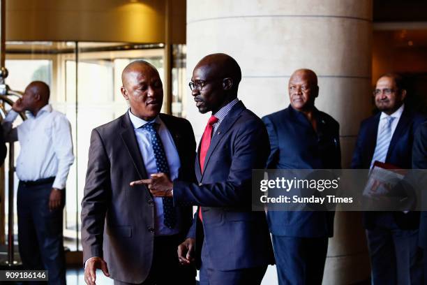 Finance Minister Malusi Gigaba during a pre-World Economic Forum breakfast briefing on January 18, 2018 in Johannesburg, South Africa. Ramaphosa, who...