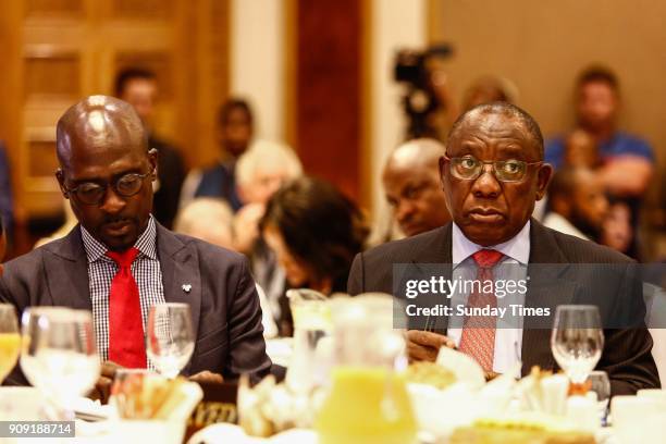 Deputy President Cyril Ramaphosa during a pre-World Economic Forum breakfast briefing on January 18, 2018 in Johannesburg, South Africa. Ramaphosa,...