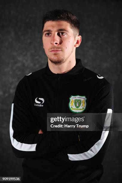 Jake Gray of Yeovil Town poses for a photograph during the Yeovil Town media access day at Huish Park on January 23, 2018 in Yeovil, England.