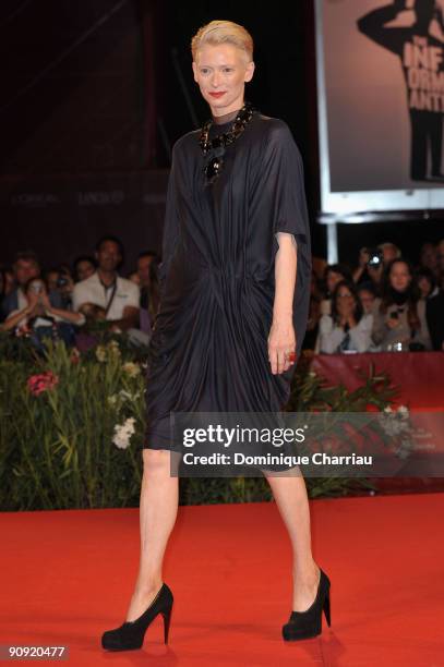 Tilda Swinton attends the 'Capitalism: A Love Story' Premiere at the Sala Grande during the 66th Venice Film Festival on September 6, 2009 in Venice,...