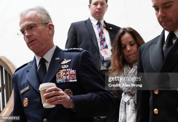 Vice Chairman of the Joint Chiefs of Staff, Air Force General Paul Selva, arrives at a closed briefing before the Senate Armed Service Committee...