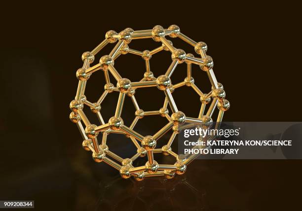 buckyball nanoparticle, illustration - fullerene stock illustrations