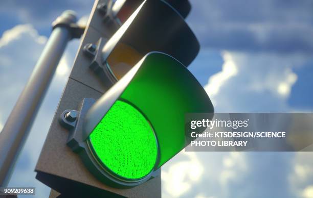 green traffic light, illustration - green light stock pictures, royalty-free photos & images