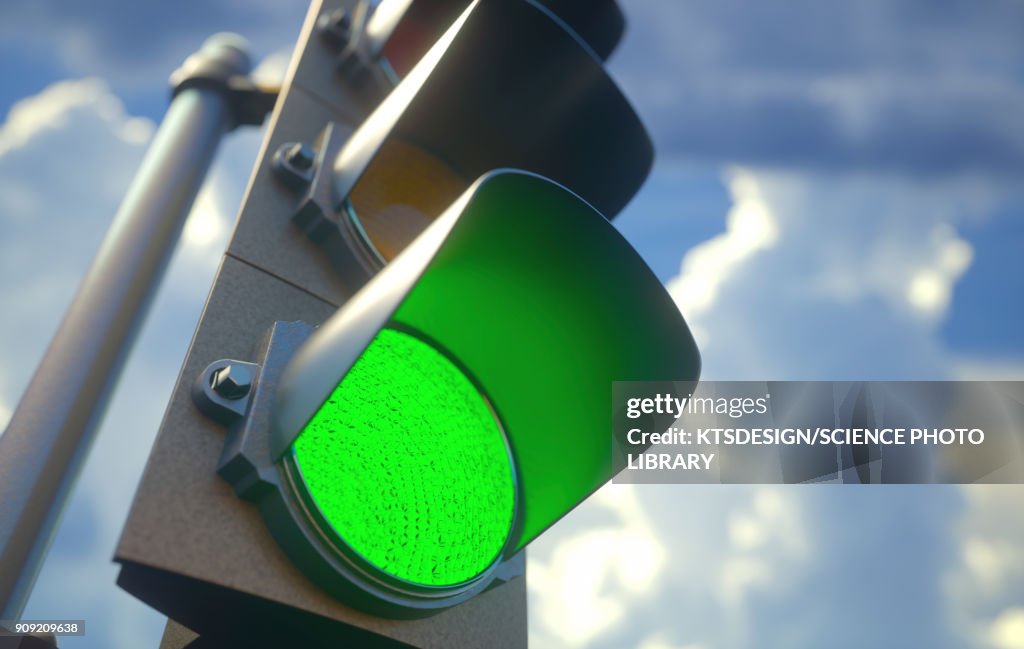 Green traffic light, illustration