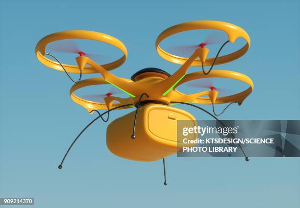 drone in transit, illustration - drone flying stock illustrations