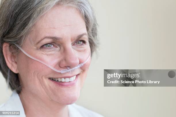 female patient with nasal cannula - nasal cannula ストックフォトと画像