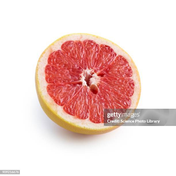 half a pink grapefruit - pink grapefruit stock pictures, royalty-free photos & images