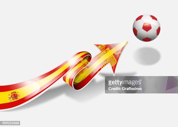 spain spanish flag with arrow upwards soccer ball - la liga ball stock illustrations