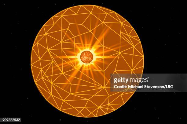 an artificially created dyson sphere - dyson sphere stock illustrations
