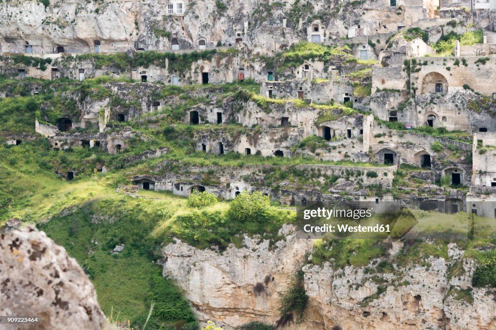 Italy, Basilicata, Matera, Gravina di Matera and historical cave dwelling, Sassi di Matera