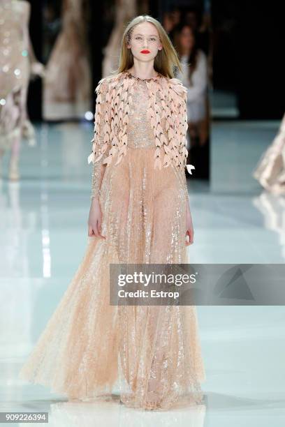 Model walks the runway during the Ralph & Russo Spring Summer 2018 show as part of Paris Fashion Week on January 22, 2018 in Paris, France.