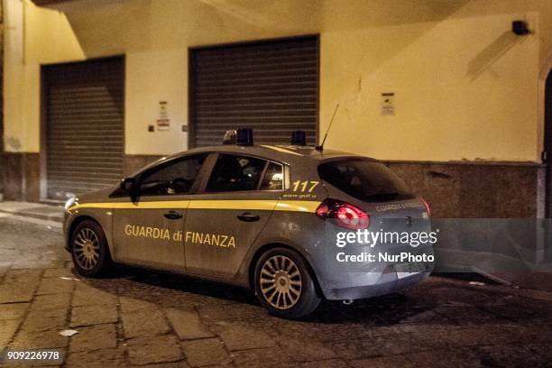 Italian Armed Forces and Guardia Di Finanaza are involved in the fight against organised crime and drug trafficking in Naples, Italy on night January...