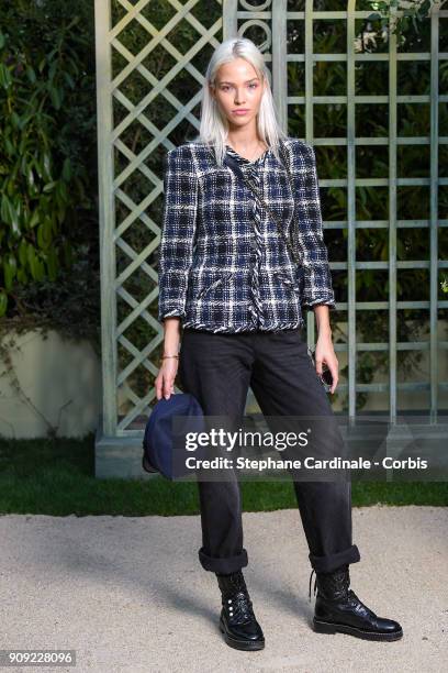 Sasha Luss attends the Chanel Haute Couture Spring Summer 2018 show as part of Paris Fashion Week January 23, 2018 in Paris, France.