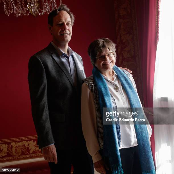Sister Helen Prejean and composer Jake Heggie attend the 'Dead Man Walking' theatre play press conference at Royal Theatre on January 23, 2018 in...