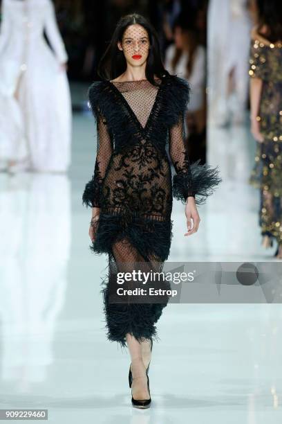 Model walks the runway during the Ralph & Russo Spring Summer 2018 show as part of Paris Fashion Week on January 22, 2018 in Paris, France.