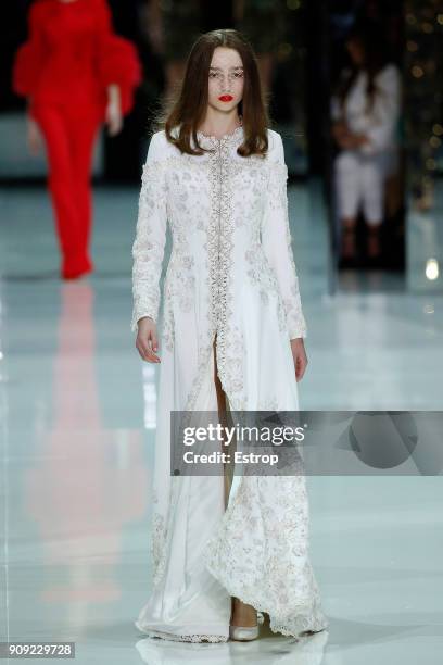 Model walks the runway during the Ralph & Russo Spring Summer 2018 show as part of Paris Fashion Week on January 22, 2018 in Paris, France.