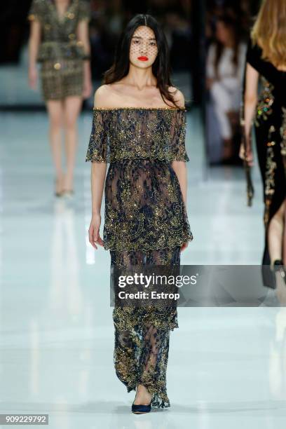 Model walks the runway during the Ralph & Russo Spring Summer 2018 show as part of Paris Fashion Week on January 22, 2018 in Paris, France.