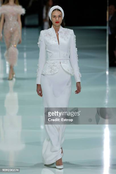Model walks the runway during the Ralph & Russo Spring Summer 2018 show as part of Paris Fashion Week on January 22, 2018 in Paris, France.