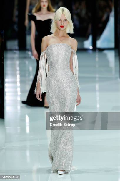 Model walks the runway during the Ralph & Russo Spring Summer 2018 show as part of Paris Fashion Week on January 22, 2018 in Paris, France.