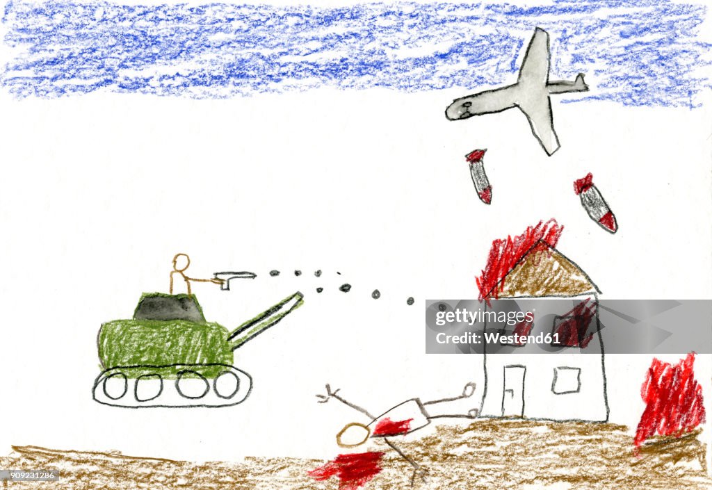 Children's drawing of war