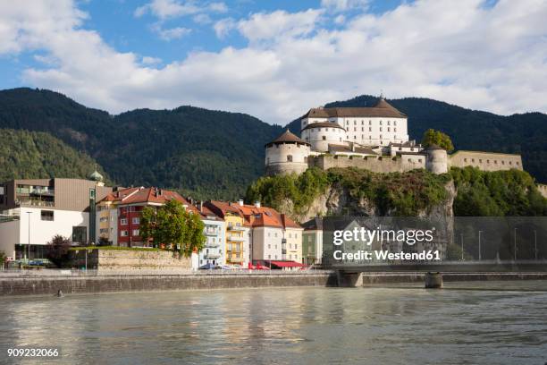 austria, tyrol, kufstein, old town, kufstein fortress, inn river - kufstein stock-fotos und bilder