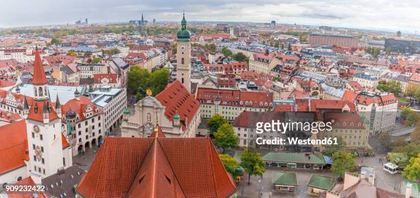 germany, bavaria, munich, view from old peter over viktualienmarkt - viktualienmarkt stock pictures, royalty-free photos & images