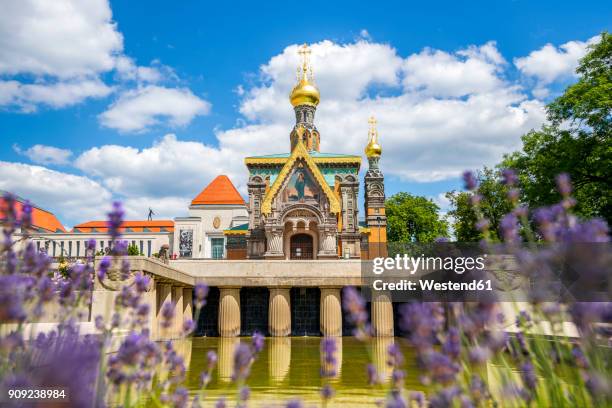 germany, hesse, darmstadt, mathildenhoehe, view of russian chapel - darmstadt germany stock pictures, royalty-free photos & images