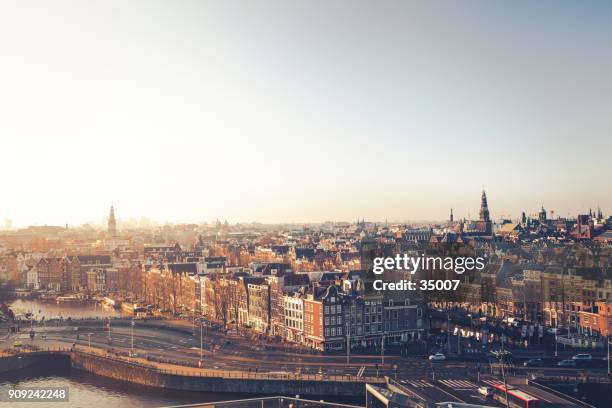 amsterdam skyline, the netherlands - skyline amsterdam stock pictures, royalty-free photos & images