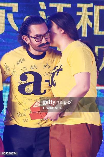 Bollywood actor Aamir Khan attends 'Secret Superstar' press conference on January 23, 2018 in Beijing, China.