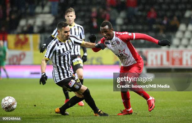 Charleroi , Belgium / Sporting Charleroi v Excel Mouscron / "nStergos MARINOS - Fabrice OLINGA"nFootball Jupiler Pro League 2017 - 2018 Matchday 22 /...