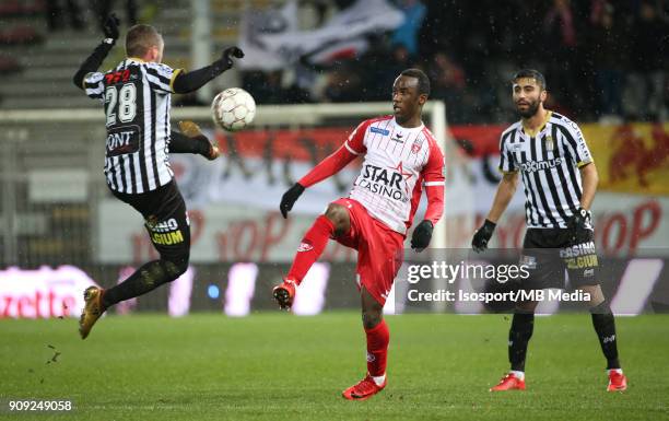 Charleroi , Belgium / Sporting Charleroi v Excel Mouscron / "nEnes SAGLIK - Fabrice OLINGA"nFootball Jupiler Pro League 2017 - 2018 Matchday 22 /...