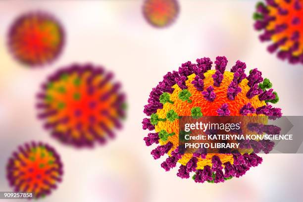 influenza viruses illustration - virus grippe stock illustrations