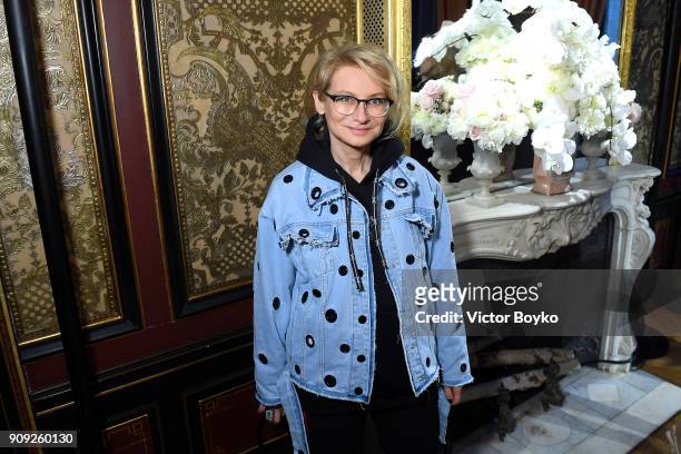Evelina Khromtchenko attends the Ulyana Sergeenko Presentation as part of Paris Fashion Week - Haute Couture Spring Summer 2018 show as part of Paris...