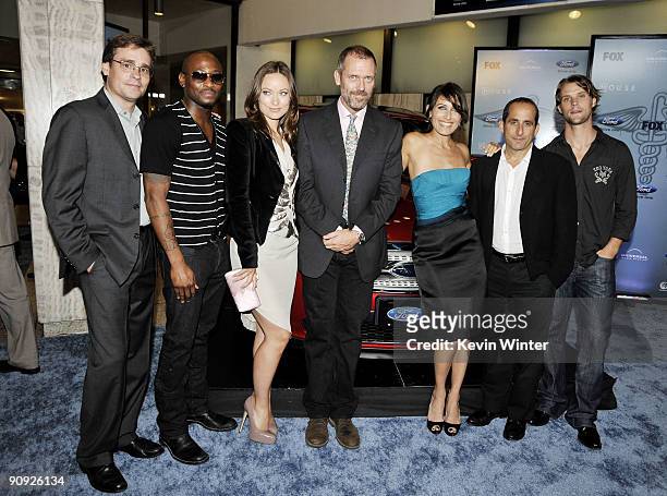 Actors Robert Sean Leonard, Omar Epps, Olivia Wilde, Hugh Laurie, Lisa Edelstein, Peter Jacobson and Jesse Spencer pose at Fox TV's season 6 premiere...
