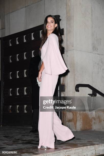 Sara Sampaio is seen arriving at Armani Prive Fashion show during Paris Fashion Week : Haute Couture Spring/Summer 2018 on January 23, 2018 in Paris,...