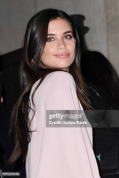 Sara Sampaio is seen arriving at Armani Prive Fashion show during Paris Fashion Week : Haute Couture Spring/Summer 2018 on January 23, 2018 in Paris,...