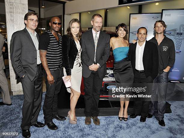 Actors Robert Sean Leonard, Omar Epps, Olivia Wilde, Hugh Laurie, Lisa Edelstein, Peter Jacobson and Jesse Spencer pose at Fox TV's season 6 premiere...