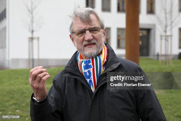 Andreas Hupke during the presentation of the new memorial sculpture titled HOPE commissioned by artist HA Schult and the BFS on January 23, 2018 in...