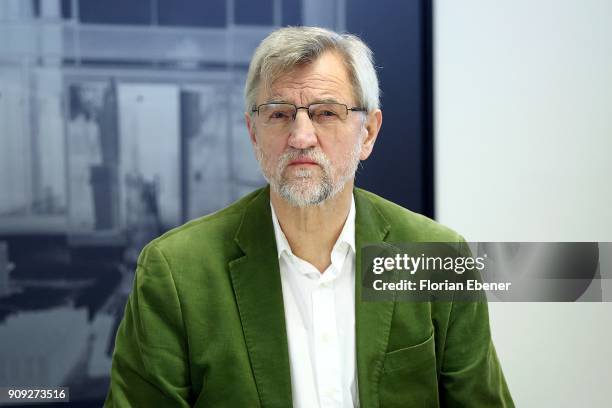 Andreas Hupke during the presentation of the new memorial sculpture titled HOPE commissioned by artist HA Schult and the BFS on January 23, 2018 in...