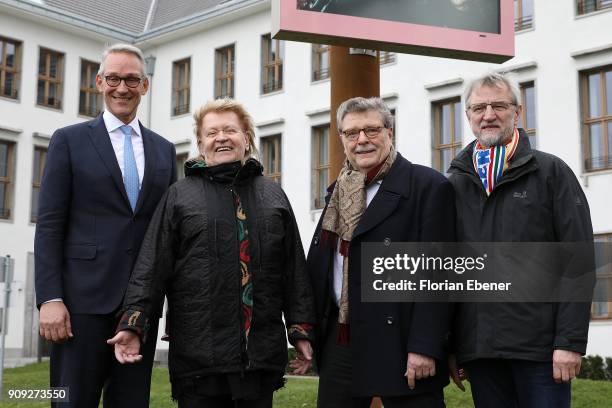 Artist HA Schult presents his new memorial sculpture titled HOPE commissioned by the BFS with Harald Schmitz , Fritz Schramma and Andreas Hupke on...